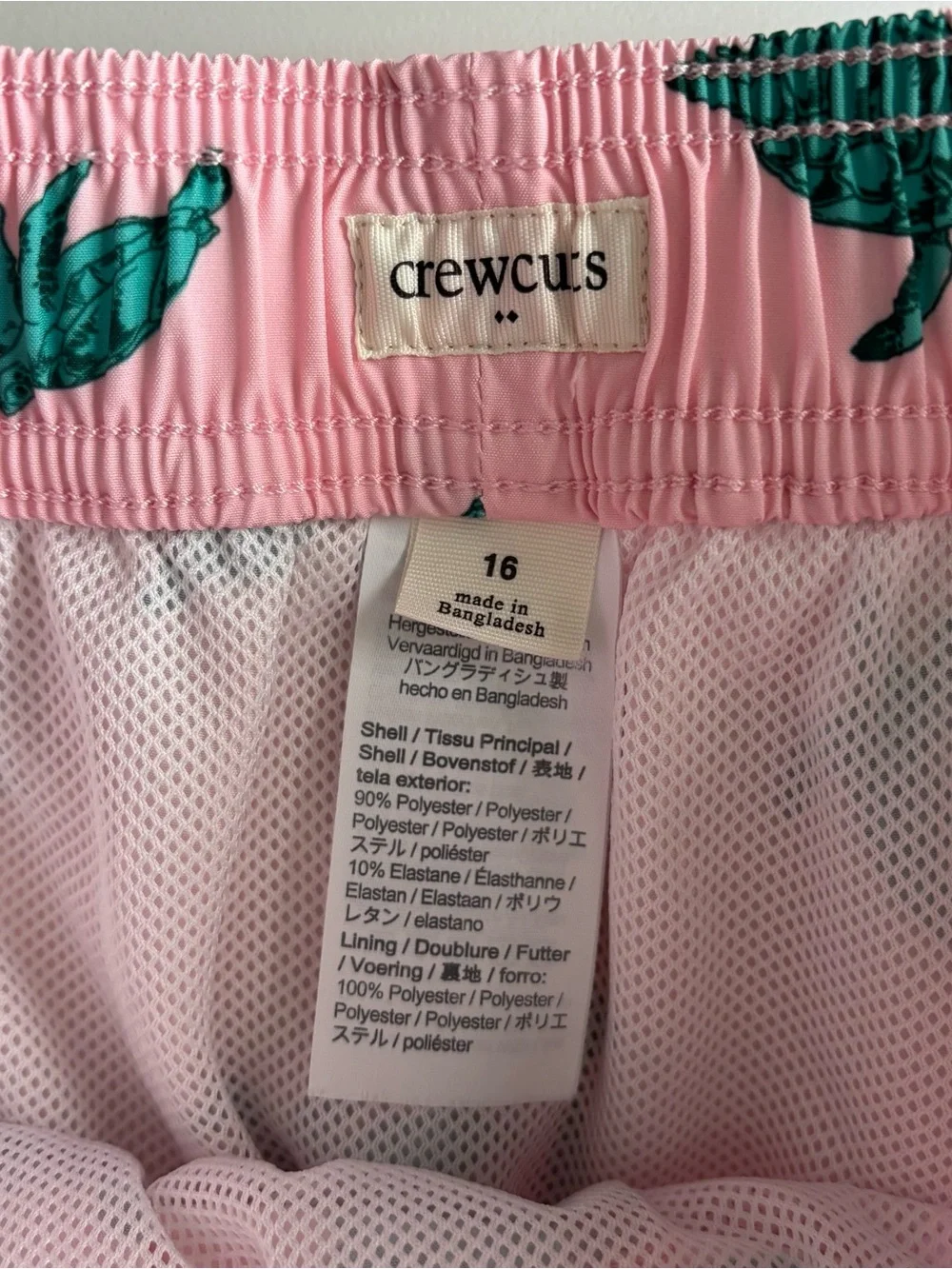 Crewcuts Boys turtles swim trunk sz 16 pink green - Picture 3 of 7